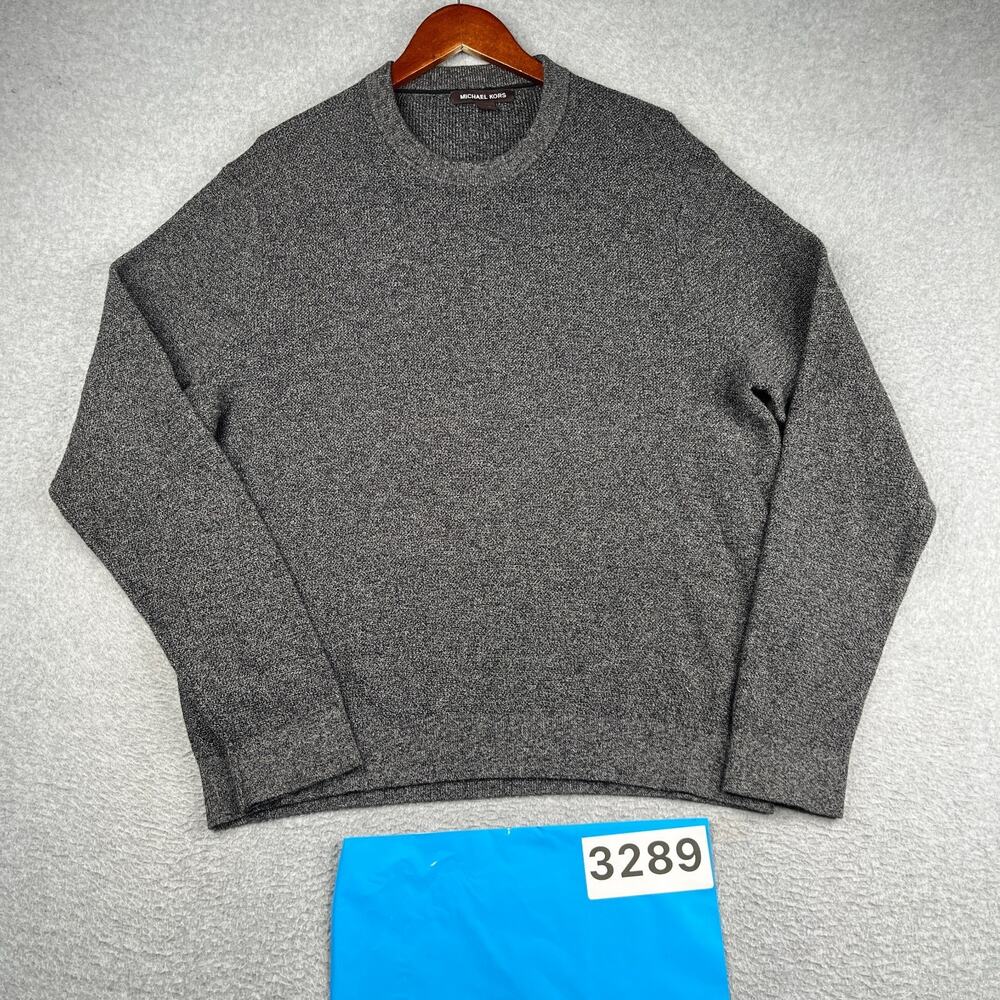 Michael Kors Knit Sweater Gray Heather Long Sleeve Crew Neck Casual Mens XL